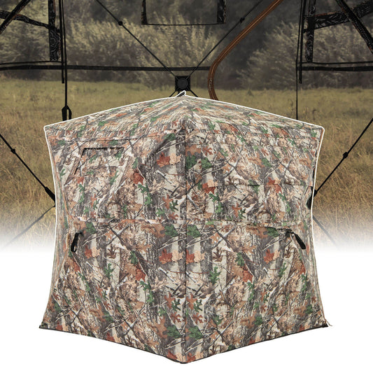 Portable 360° See-Through Hunting Blind with Open Side Door - Camouflage