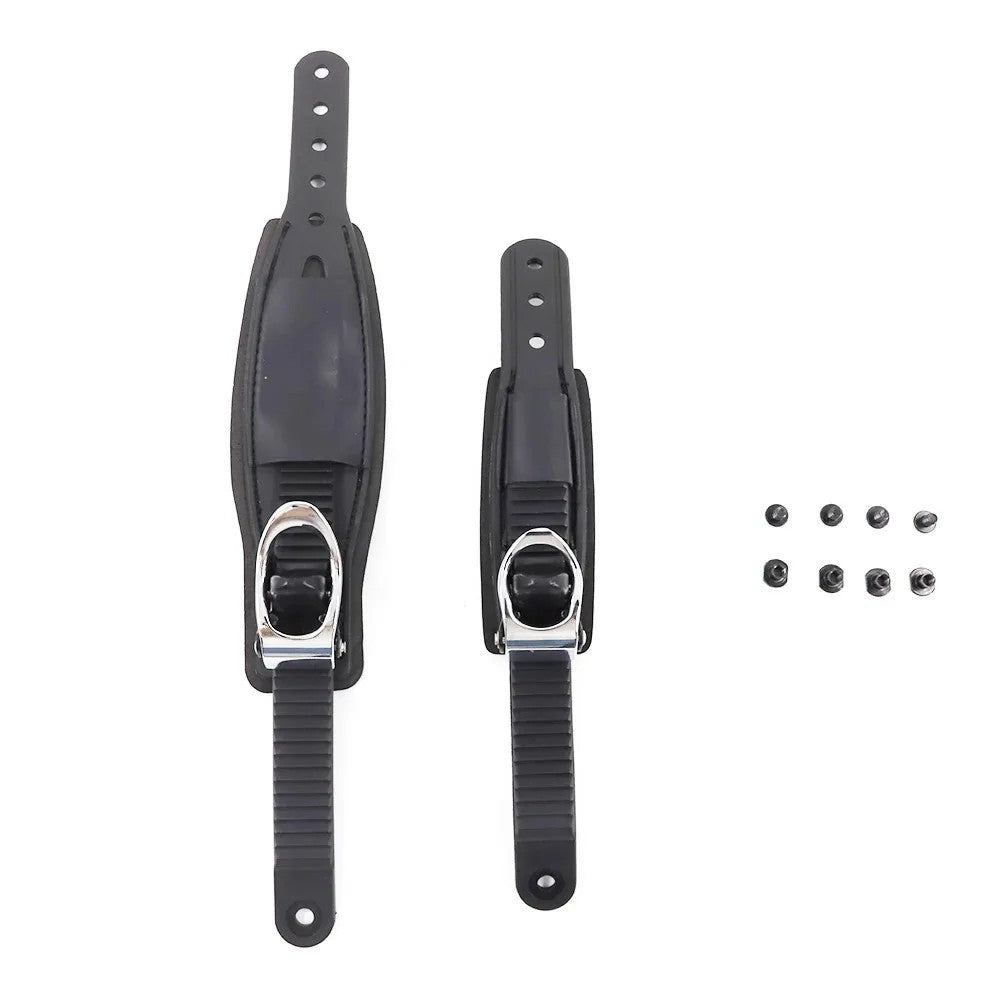 Snowboard Binding Buckles and Leather Ankle Straps - Black