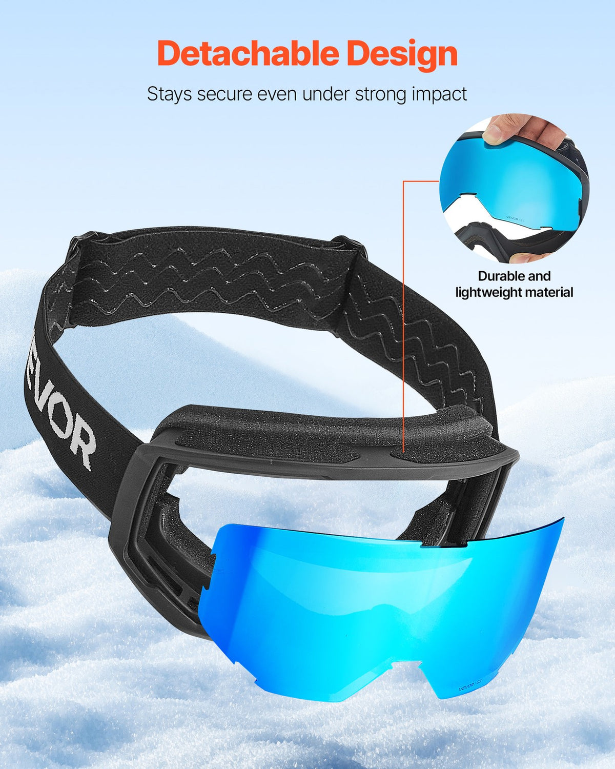 Ski Goggles with Cylindrical Lens & Ice Blue Revo Coating - Snowboard & Ski Gear
