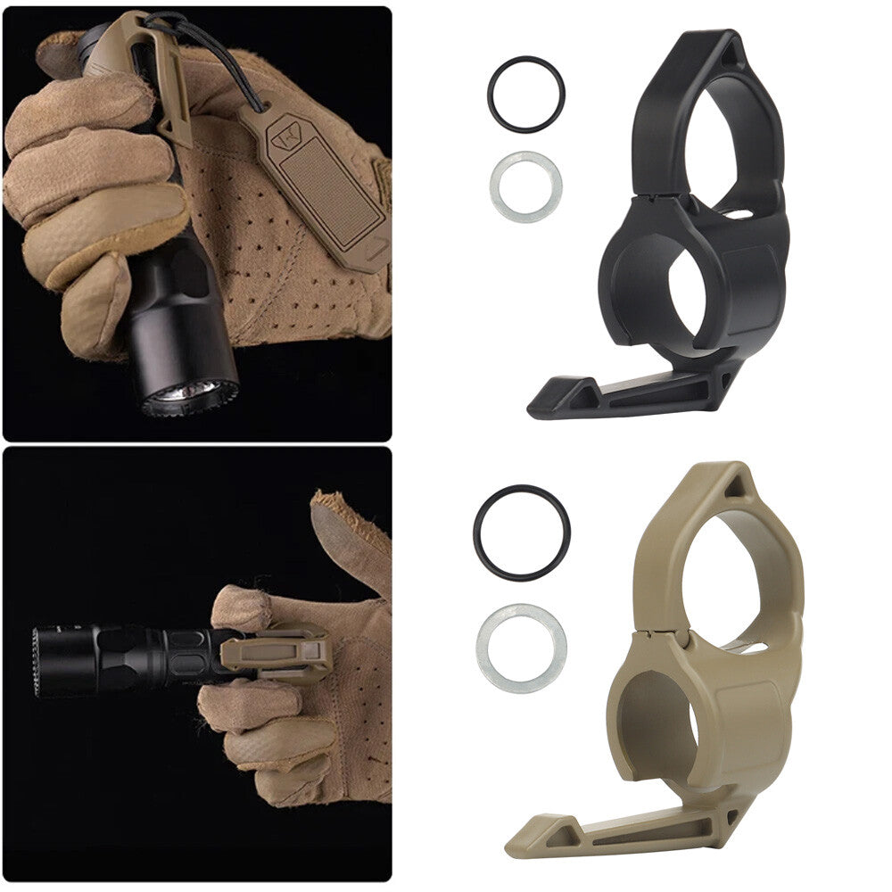 Tactical Flashlight Ring Holder with Clip for 1-Inch Flashlights, Portable and Durable