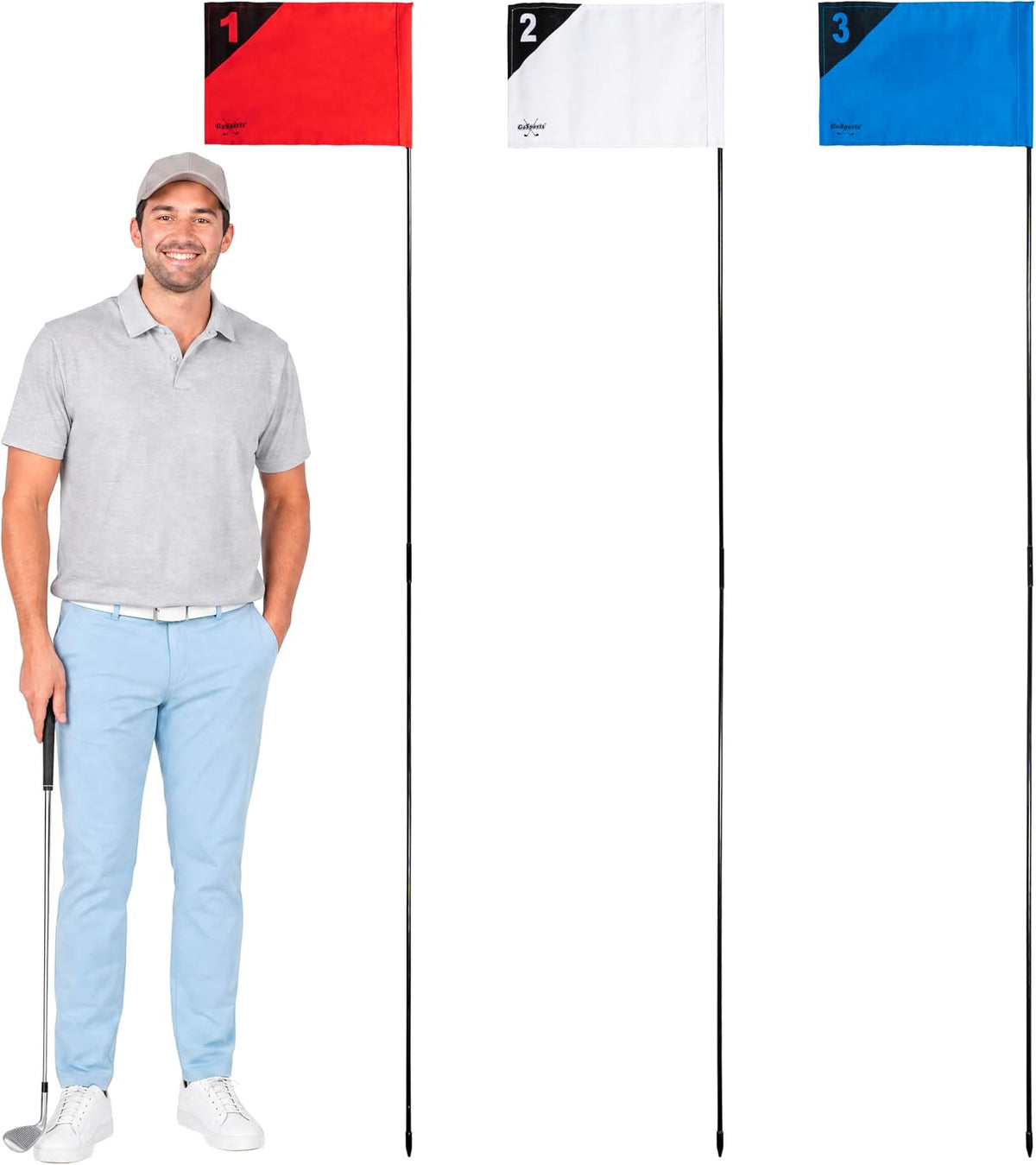 Portable Backyard Golf Flags 3 Pack - Foldable Practice Flagsticks for Golf Training