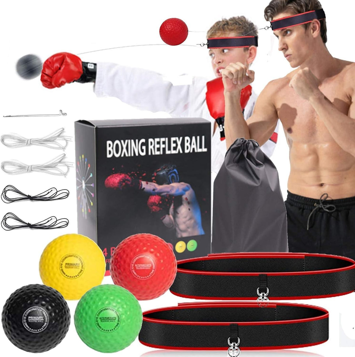 Reflex Boxing Ball Set with 2 Adjustable Headbands - Multiple Difficulty Levels