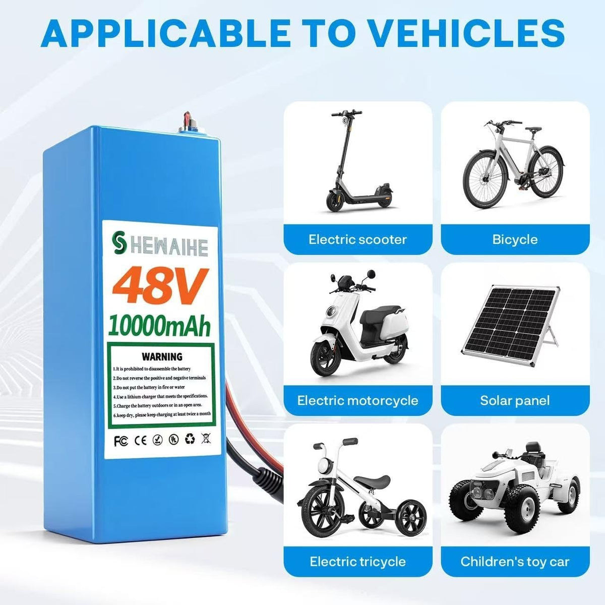Lithium Battery for Electric Vehicles 36V/48V Multiple Capacity Options