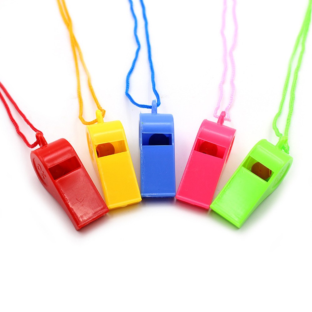 Bulk Plastic Sports Whistles with Lanyard - 72 Pack Loud Safety Noisemakers