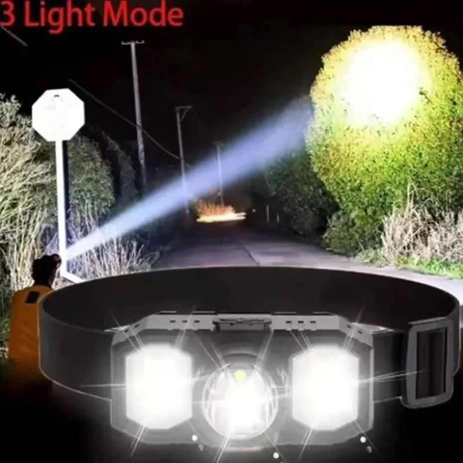 Rechargeable LED Headlamp with USB Charging & Adjustable Fit - Camping Light