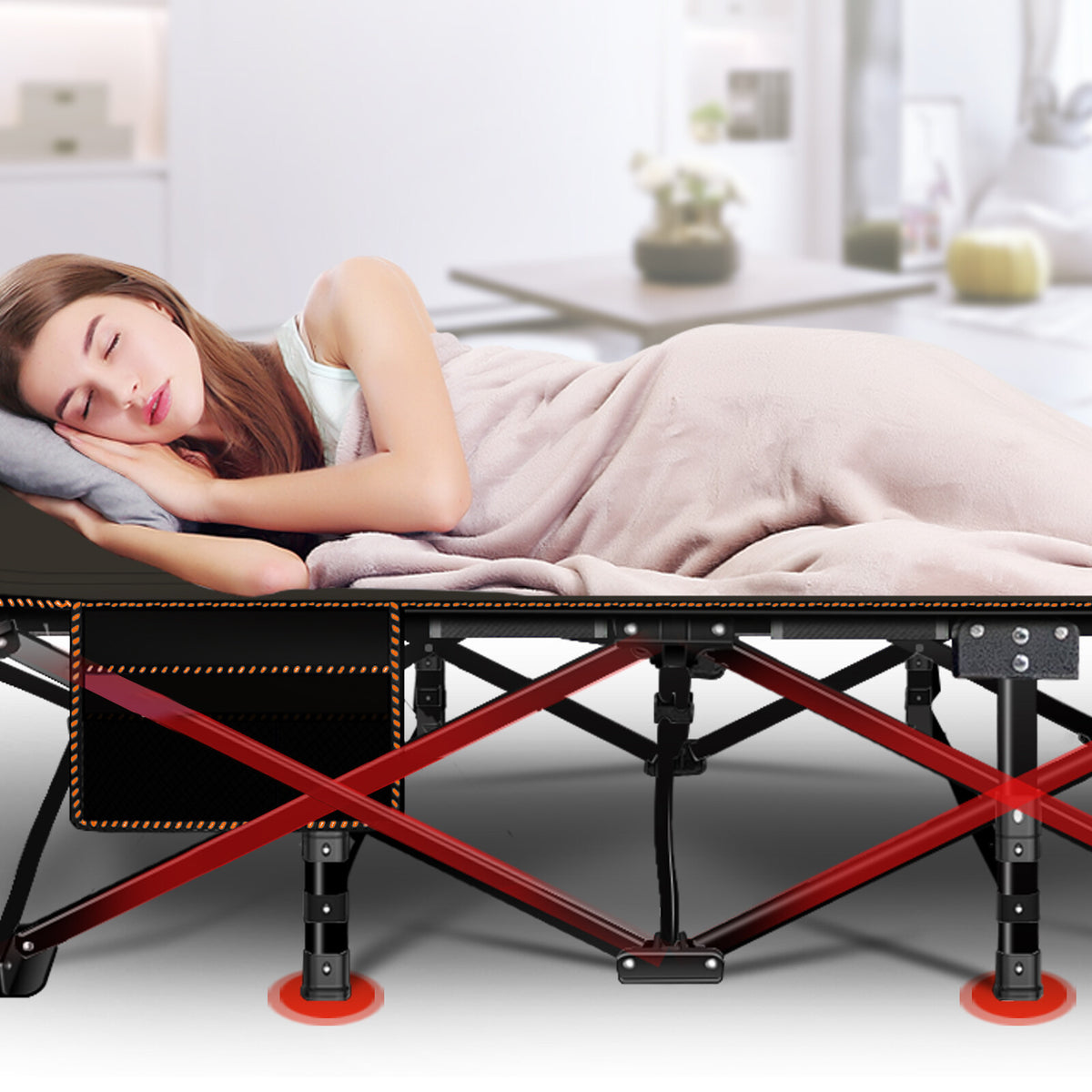 Heavy Duty Folding Camping Cot - Oversized & Standard Military Bed for Adults