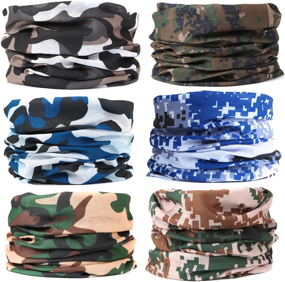 6-Pack UV Protection Balaclava Face Masks for Men & Women - Breathable Neck Gaiter