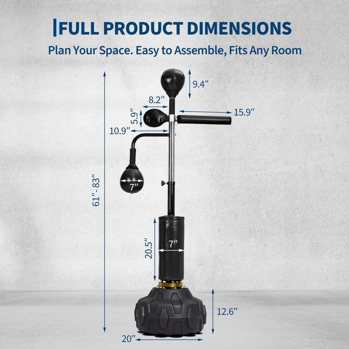 3-in-1 Freestanding Boxing Speed Trainer for Adults and Teens