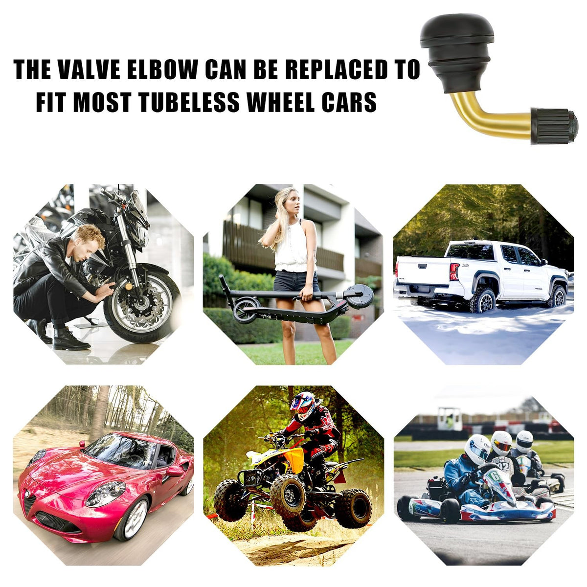 8 Pack Tubeless Tire Valve Stems 90° Brass for Motorcycle ATV, Easy Install