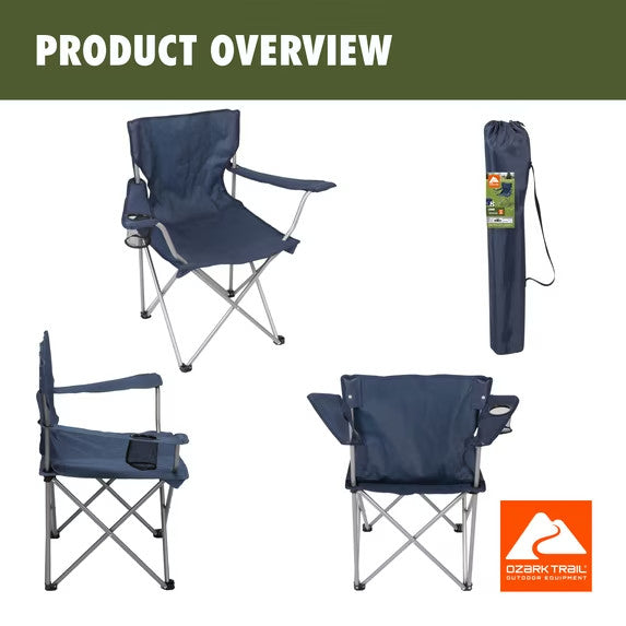 Folding Camp Chair with Cup Holder - Durable Outdoor Seating for Camping