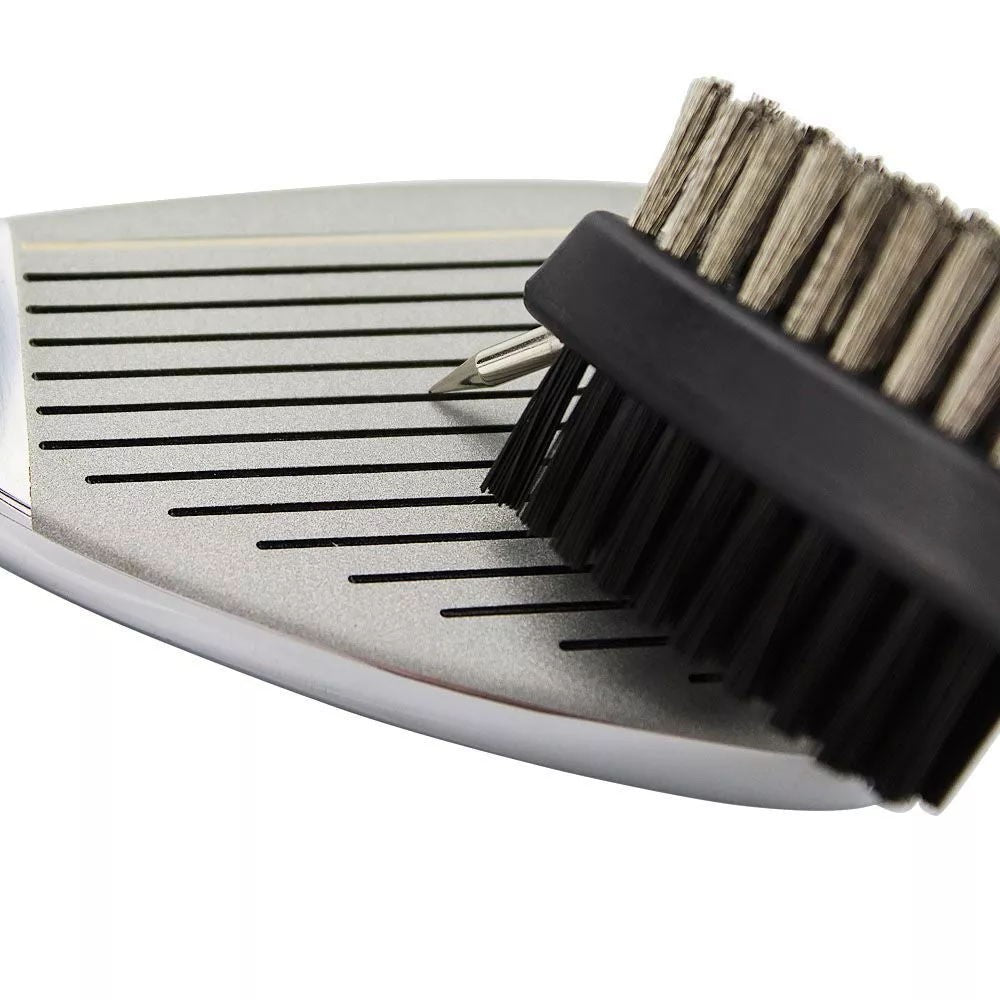 Golf Club Groove Brush Cleaner with Retractable Hook & Aluminum Carabiner