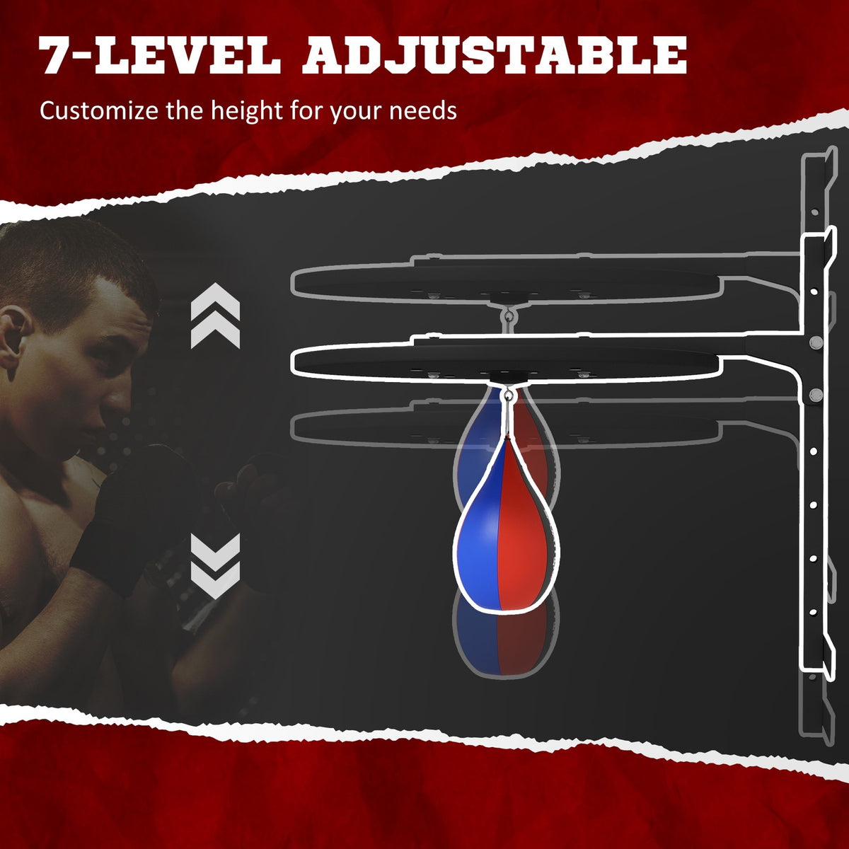Wall Mounted Speed Bag Platform with Adjustable Height and Swivel Ball for Boxing Training