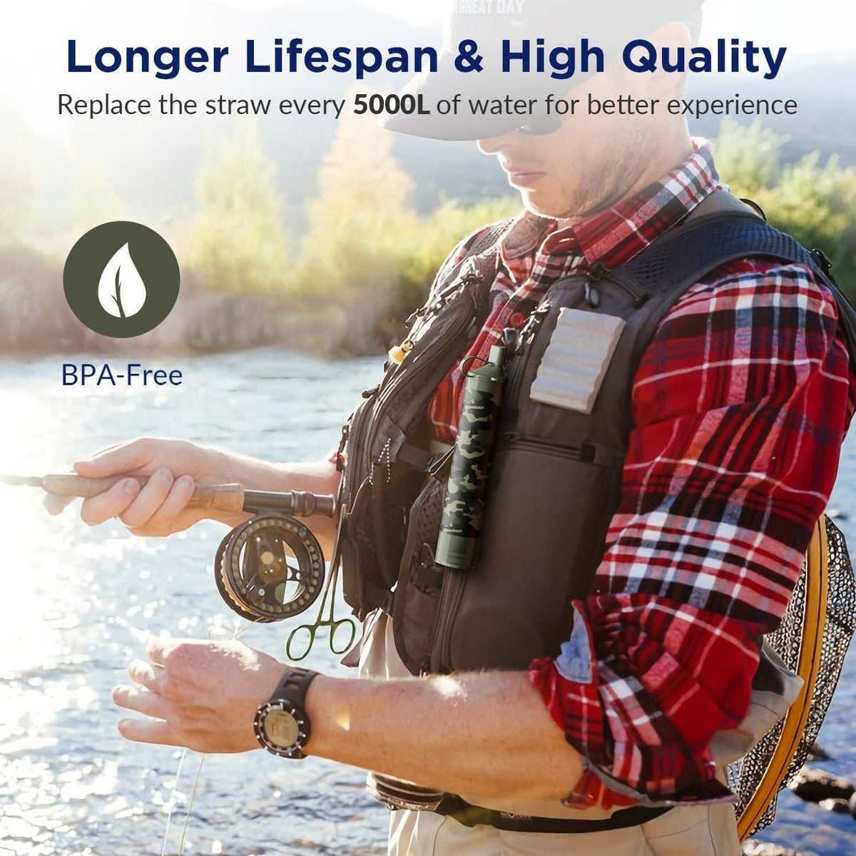 Portable Water Filter Straw 6 Pack Emergency Purifiers for Camping Hiking Survival