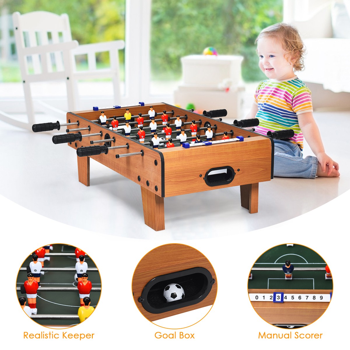Tabletop Foosball Table 27" Mini Soccer Game | 2 Players with 6 Rods