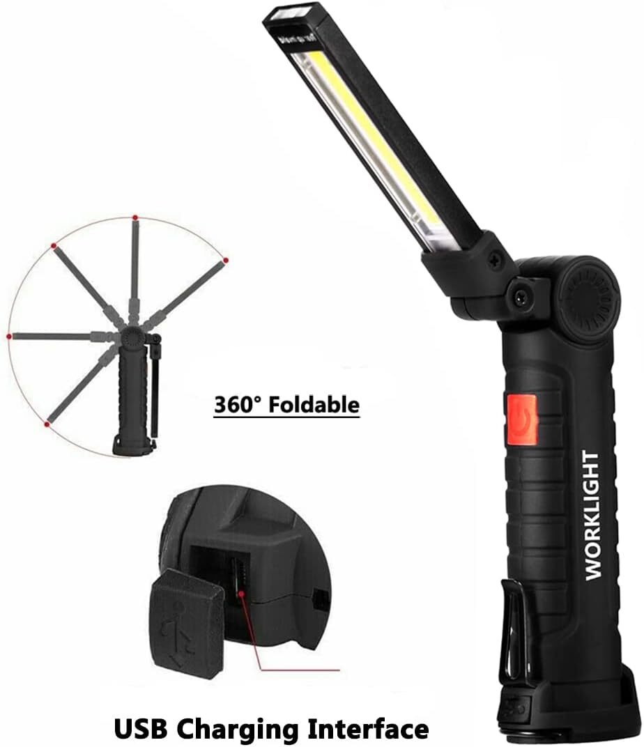 Rechargeable LED Work Light with Magnetic Base & 360° Rotation - Car & Workshop Use