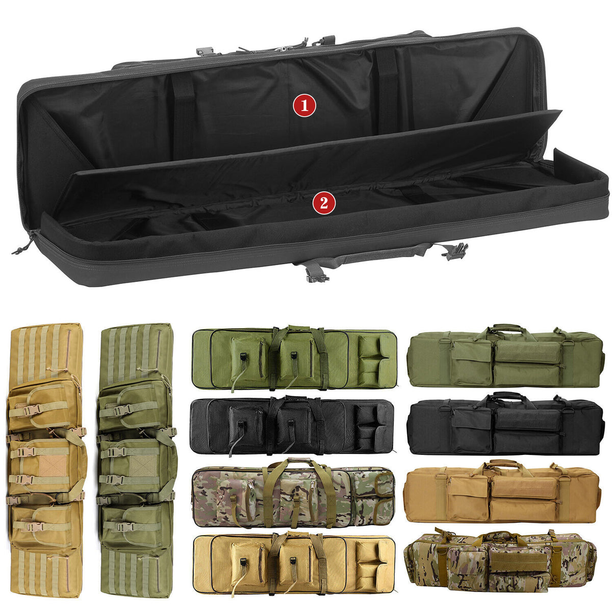 Tactical Rifle Bag with Multiple Compartments and Adjustable Straps
