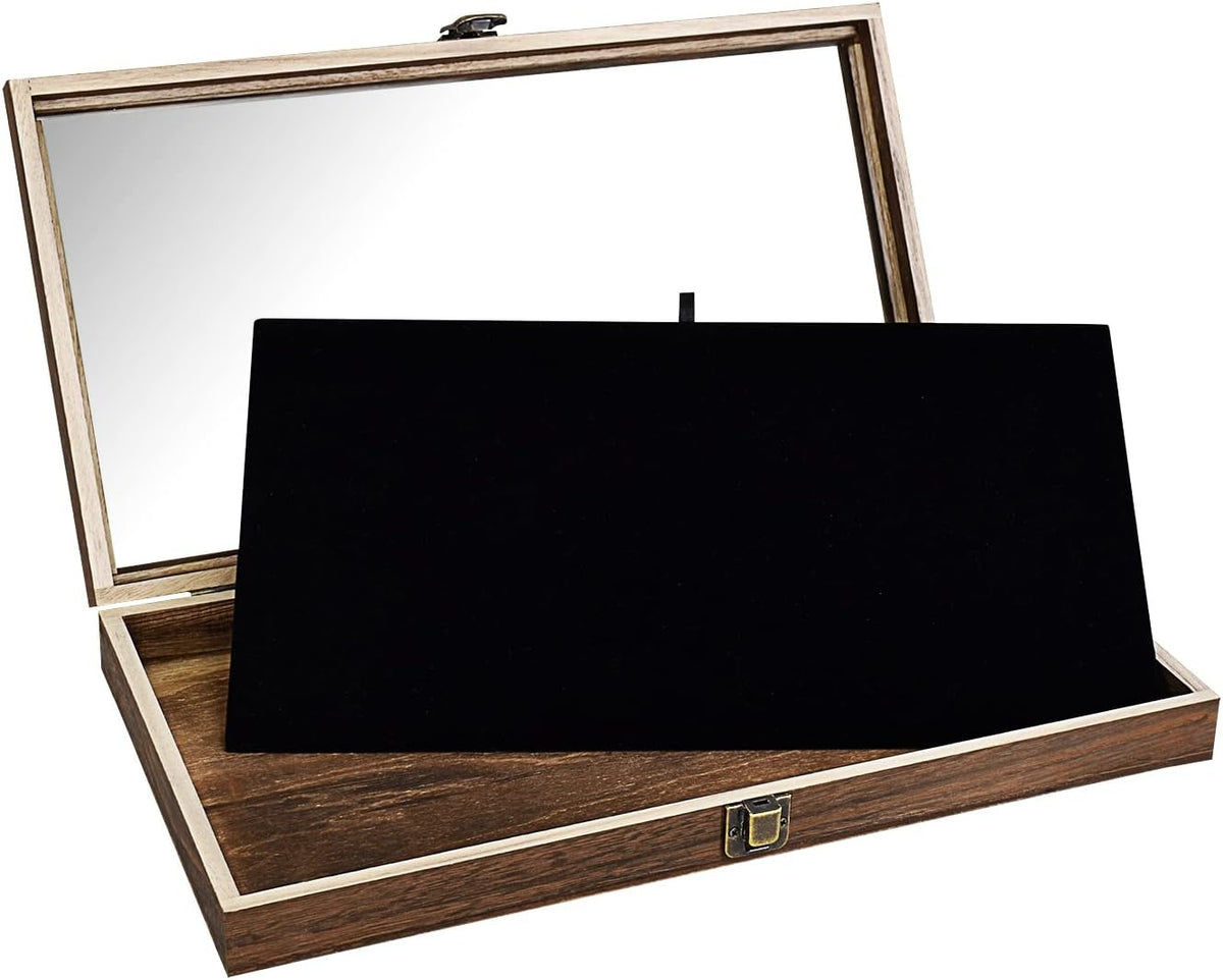 Gun Display Case Black Handgun Pistol Revolver Glass Lock Shadow Box