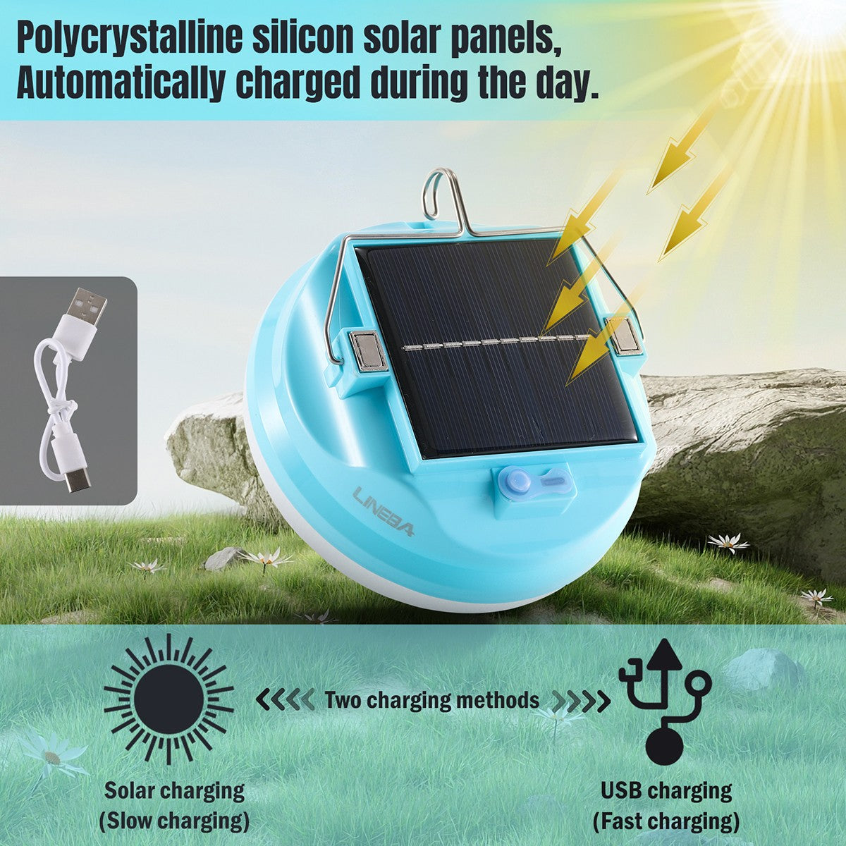 Rechargeable Camping Solar LED Lantern with Emergency Light