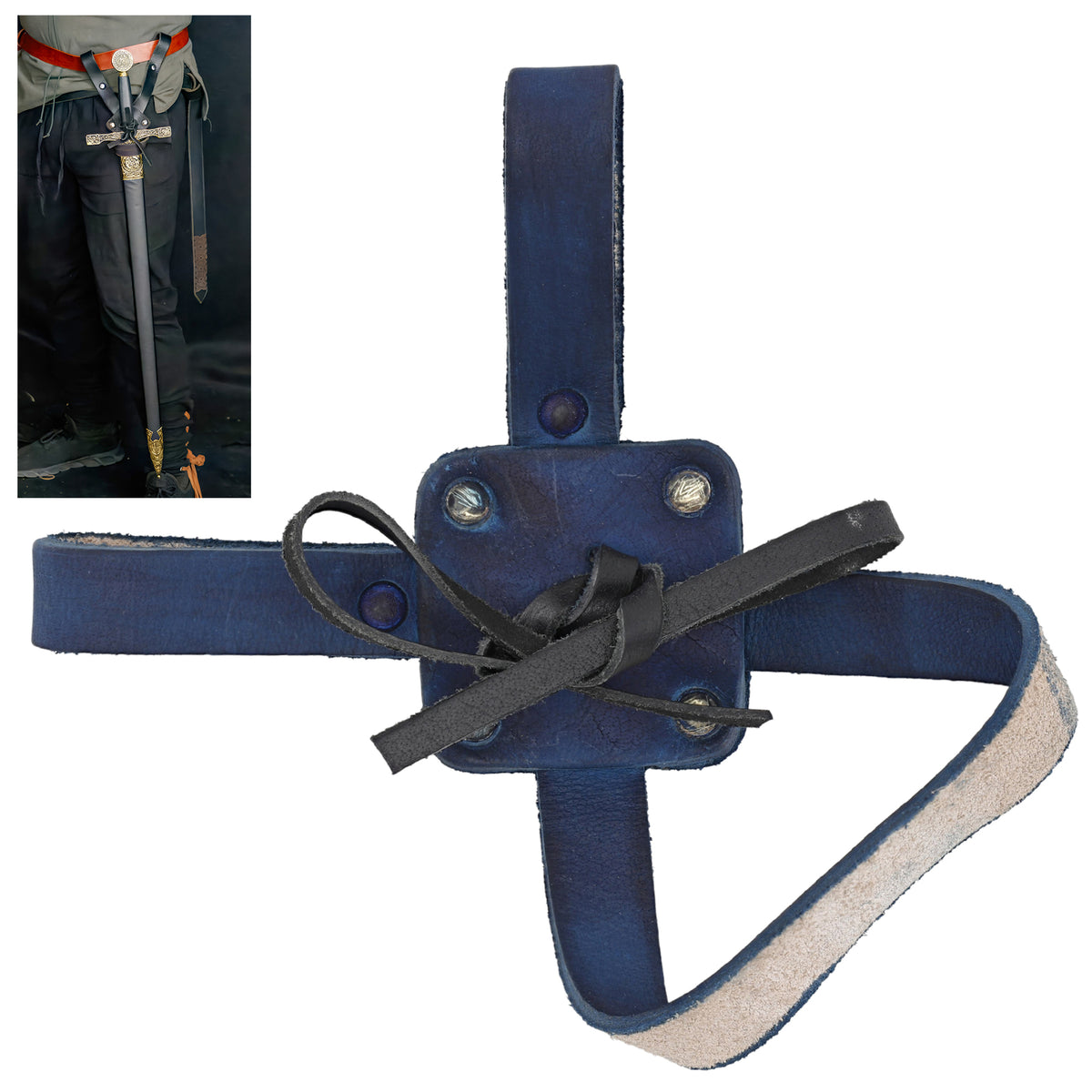 Ambidextrous Leather Sword & Axe Frog Holder for LARP & Medieval Cosplay