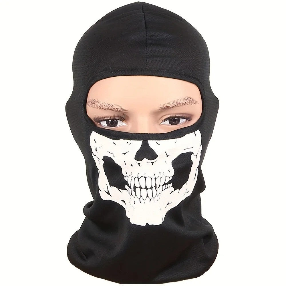 Ghost Skull Full Face Motorcycle Balaclava Mask for Halloween & Outdoor Activities