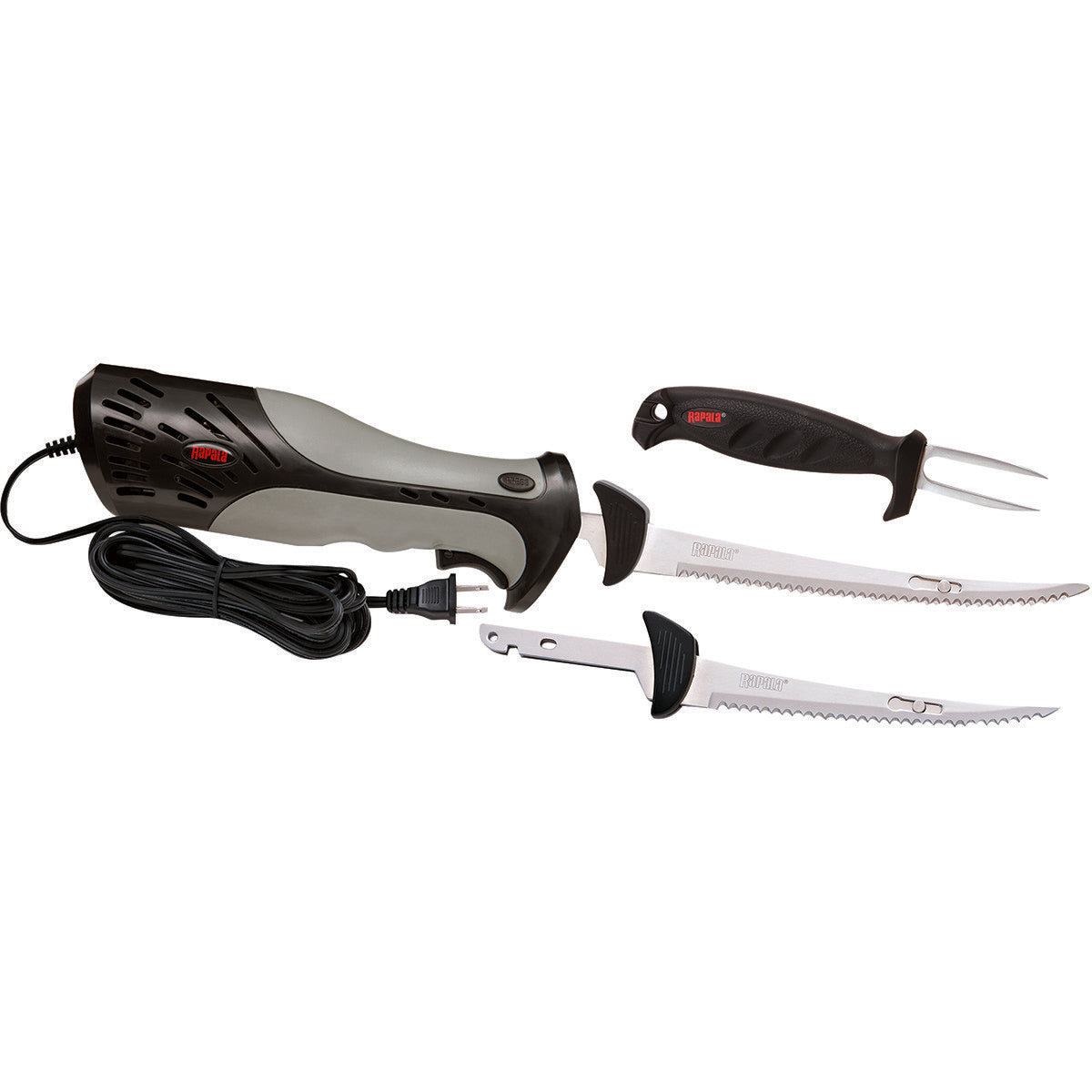 Heavy Duty Electric Fillet Knife Combo - Black & Gray for Fish Cleaning