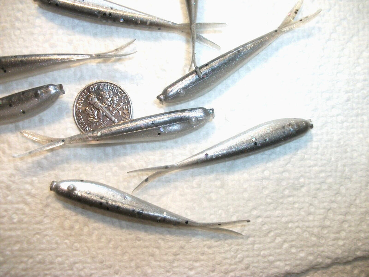 Fishing Lures Soft Plastic Minnows Flukes for Bass Walleye Pike 1/4" - Silver Shiner
