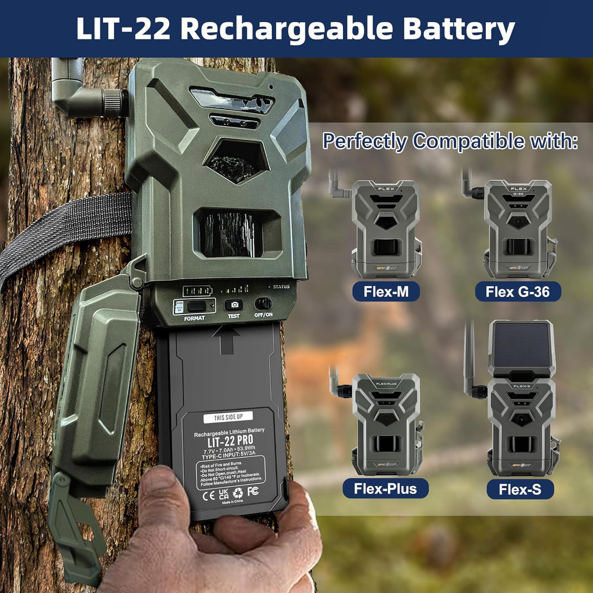 2 Pack Rechargeable 7000mAh Lithium Battery for SPYPOINT Trail Cameras