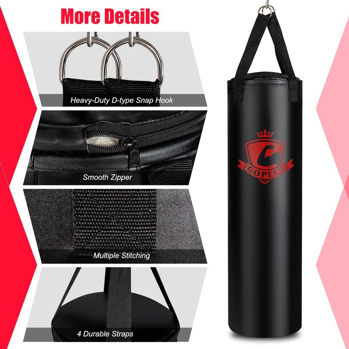 63 lb Punching Bag Set with Gloves and Hand Wraps for MMA Boxing Training