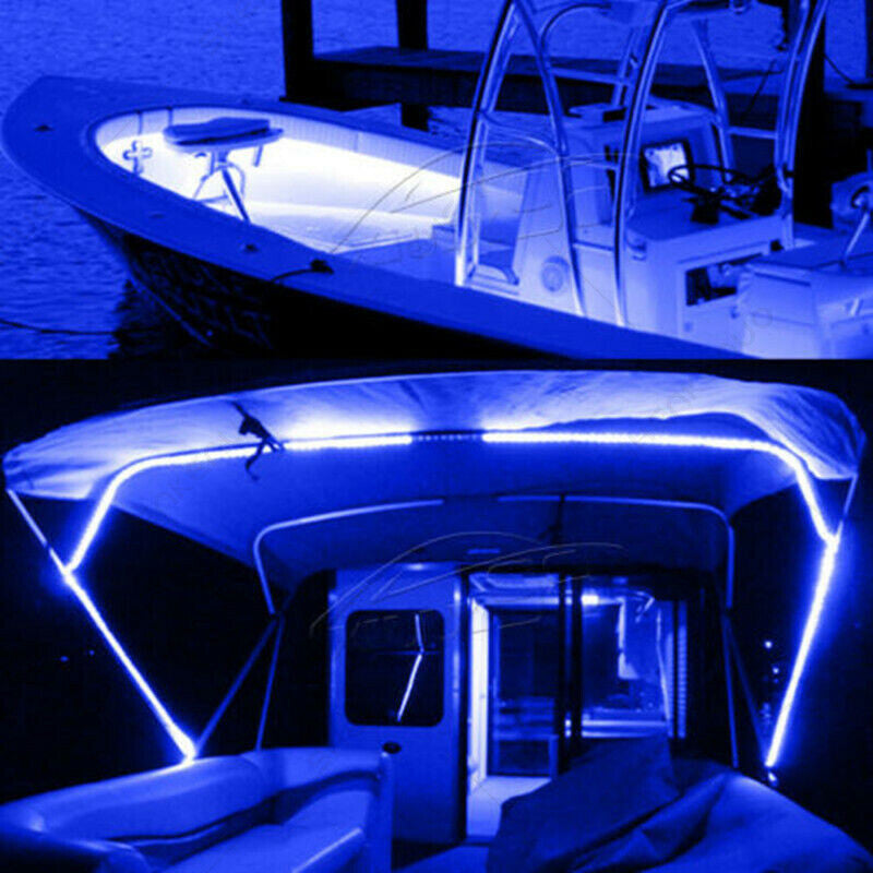 16ft UV LED Strip Light Blue Night Fishing Boat 12V DC Waterproof