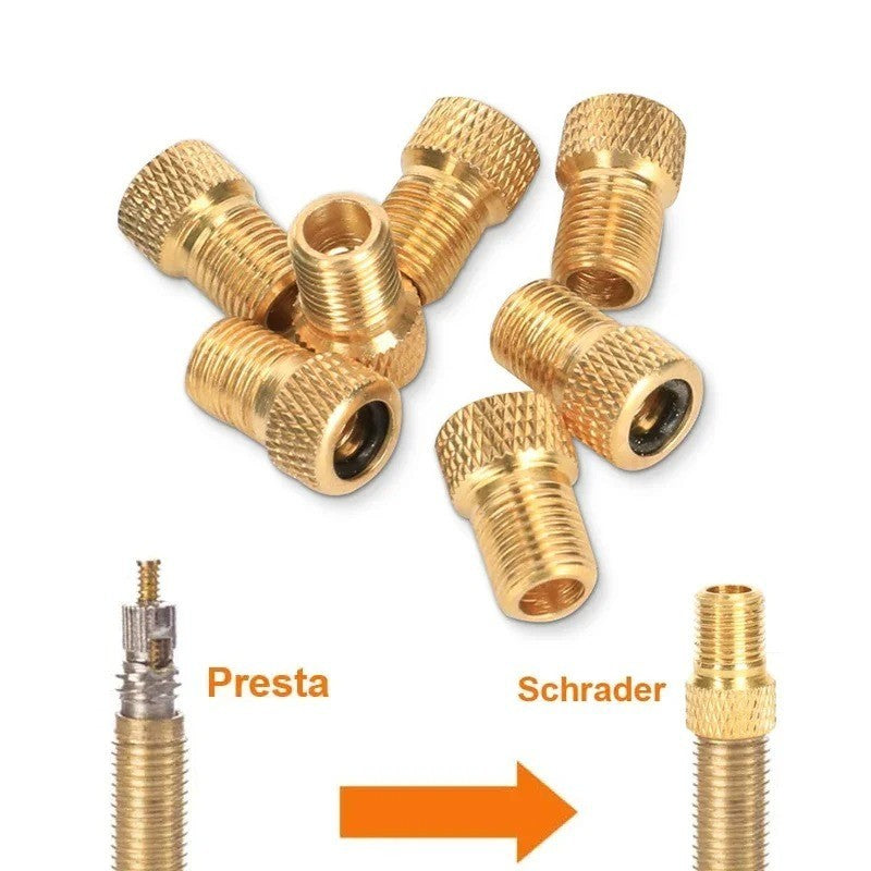 Presta to Schrader Valve Adapter for Bicycle Pump - Copper Golden