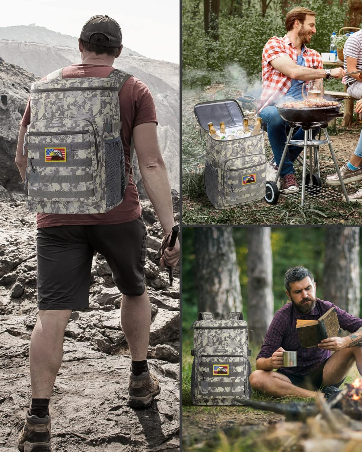 Heavy Duty Insulated Cooler Backpack 24L Leakproof Lunch Bag for Camping Hiking