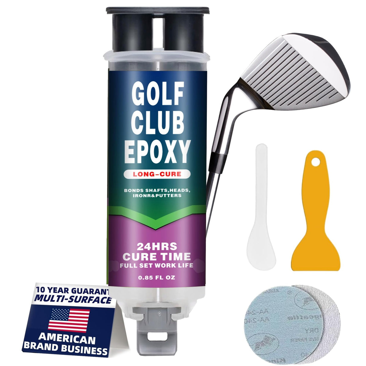 Golf Club Epoxy Glue - 20 Min Work Time, Long Cure for Shaft & Head Repair
