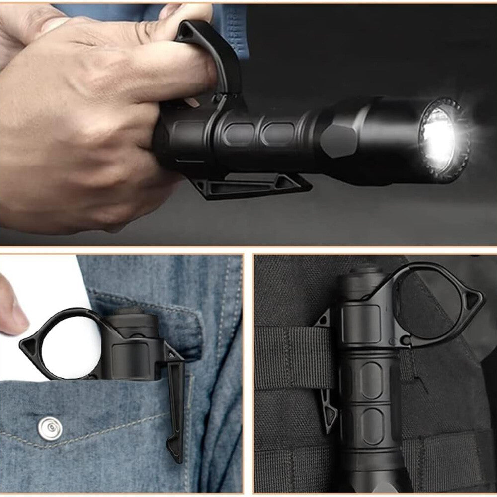 Tactical Flashlight Ring Holder with Clip for 1-Inch Flashlights, Portable and Durable