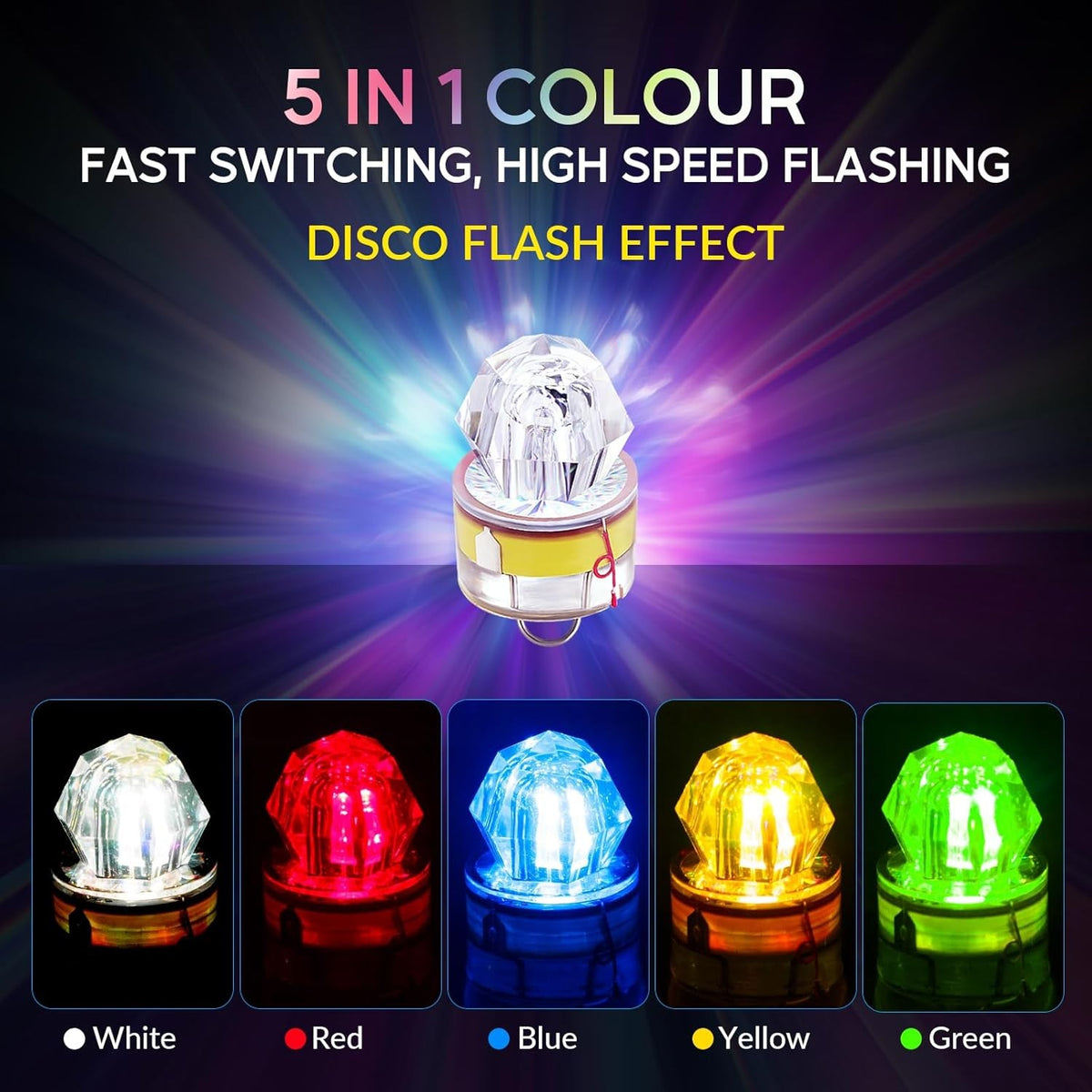 6PCS LED Deep Drop Underwater Fish Lures Water-Activated Flashing Lights