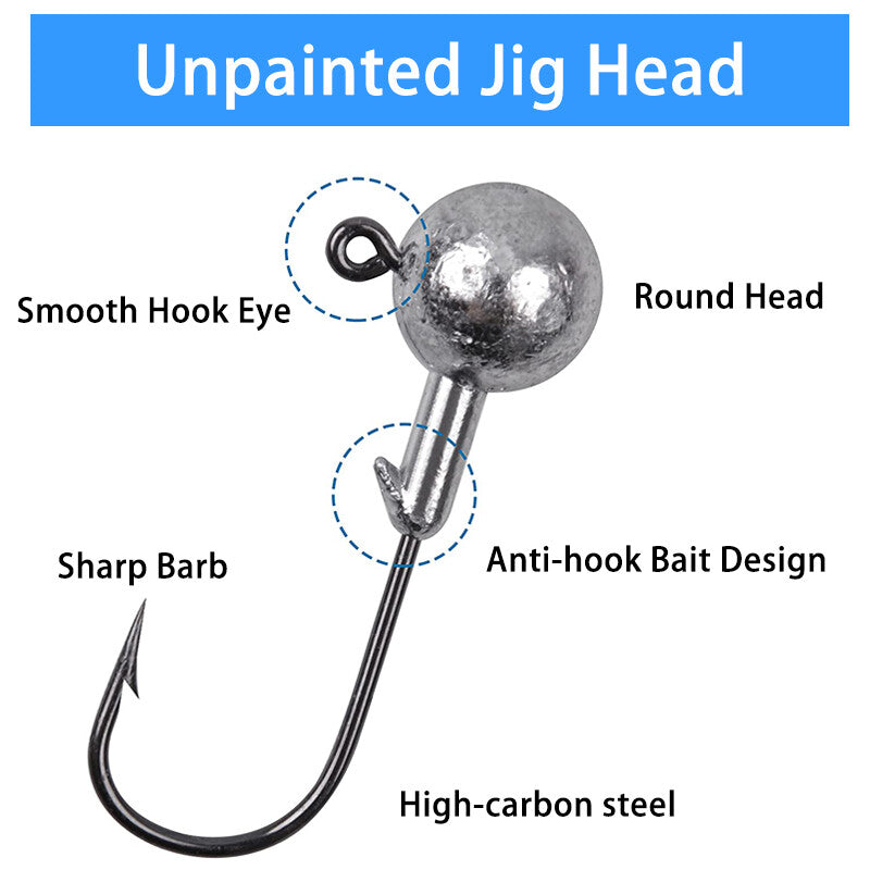 100Pcs Lead Jig Heads Fishing Hooks for Crappie Bass Lures Tackle