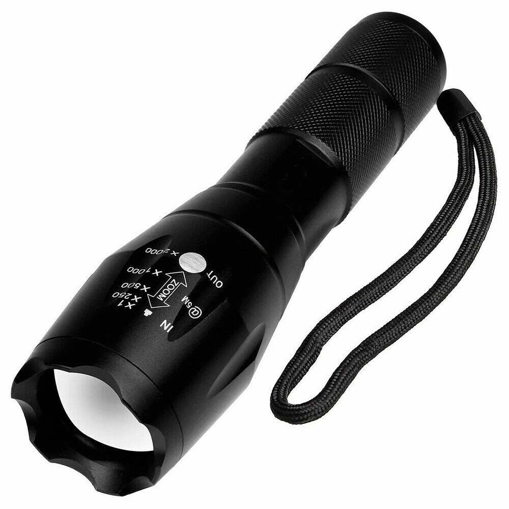 Military-Grade LED Tactical Flashlight with Zoom & Strobe, Waterproof, Self Defense
