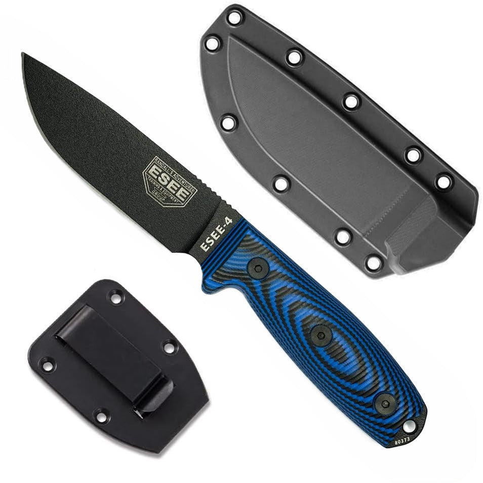 Survival Knife with 4.5-Inch Black Drop Point Blade and G10 Handle