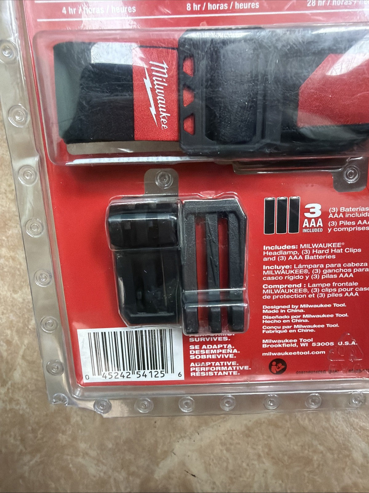 Milwaukee 350 Lumens LED Headlamp Red Black Waterproof Work Light