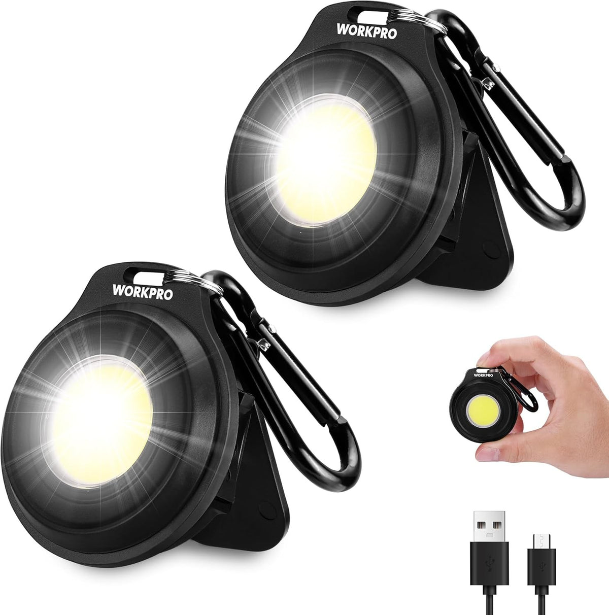 Magnetic Keychain Flashlight with 3 Light Modes, USB-C Rechargeable, Clip & Magnetic Base