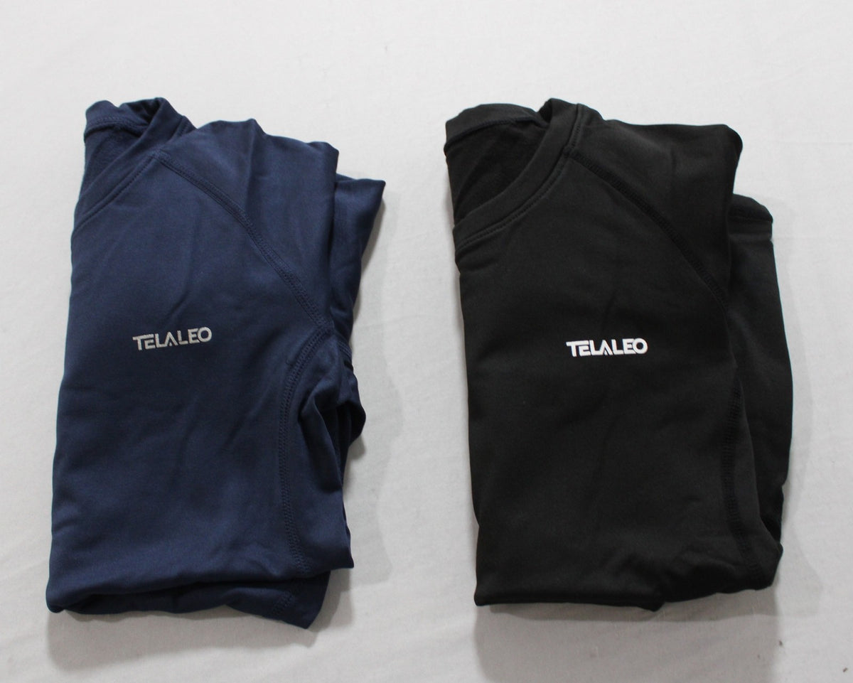Kids Unisex Compression Base Layer Undershirt Set - Black and Blue XS