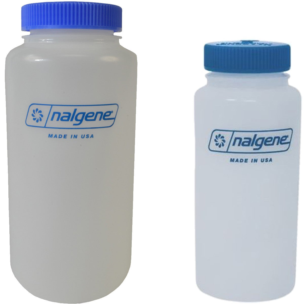 HDPE Plastic Wide Mouth Storage Bottle - Clear/Blue, 16 oz. & 32 oz. Options