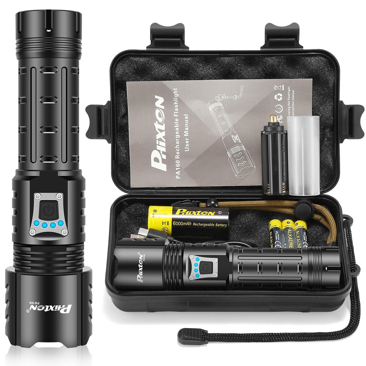 High Power Rechargeable Flashlight 1,000,000 Lumens Long Range LED Torch