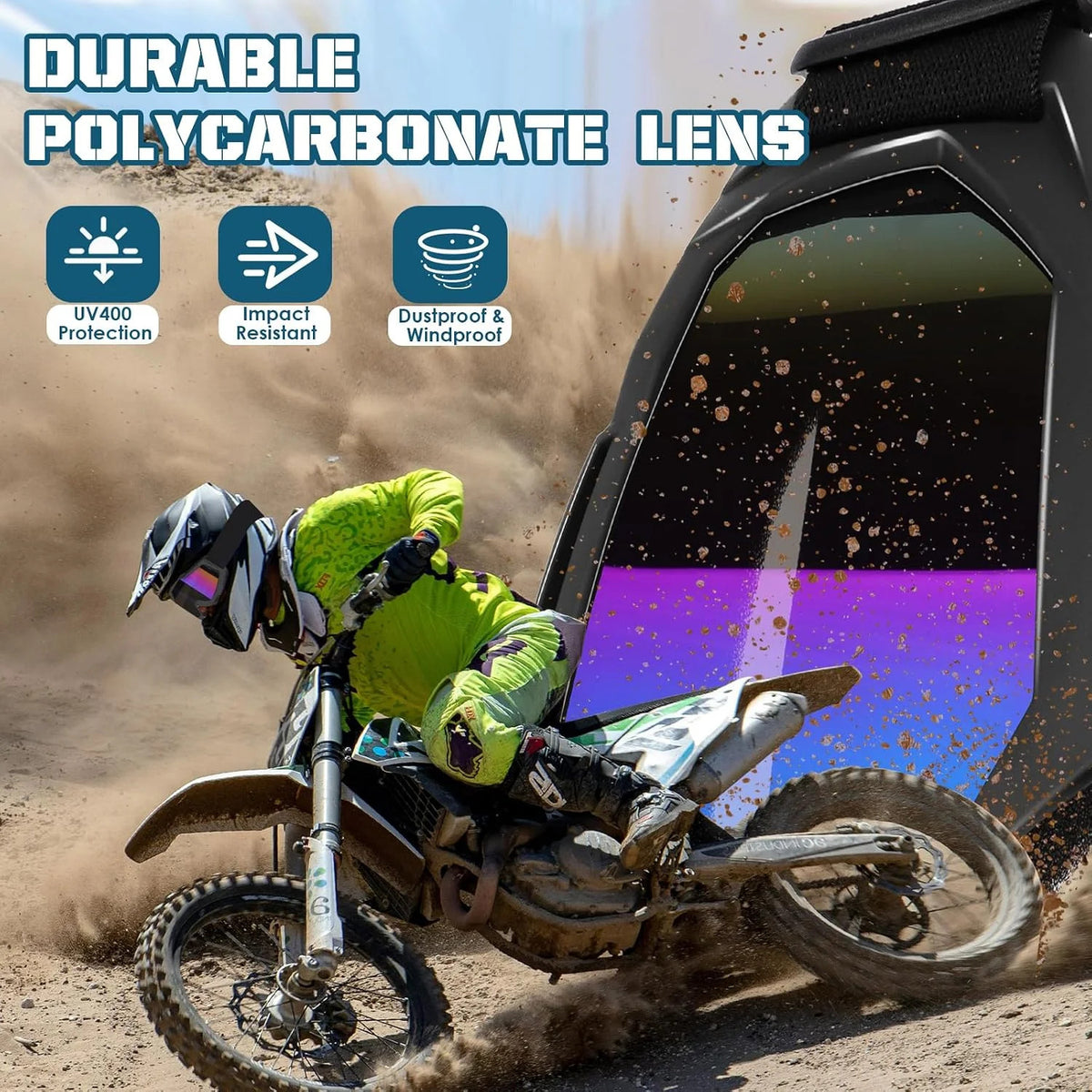 Motorcycle Goggles for ATV Dirt Bike Motocross - Impact-Resistant UV Protection