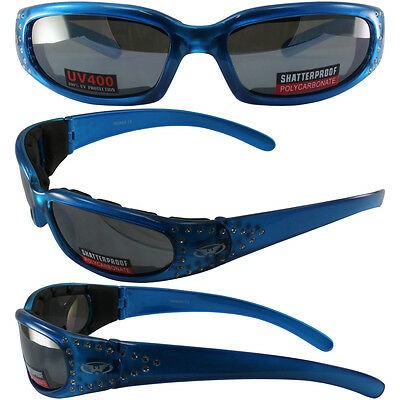 Women’s Flash Mirror Motorcycle Sunglasses with Smoke Lenses - Padded Frame