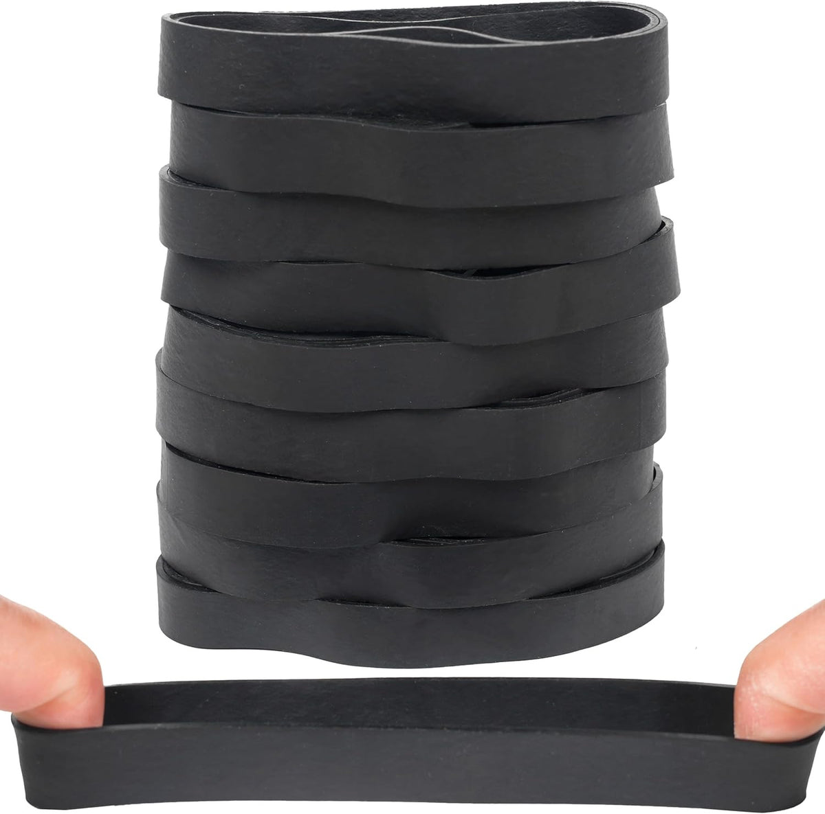 Large Black Rubber Bands Set - 40 Pack Size #105 for Office & Crafts