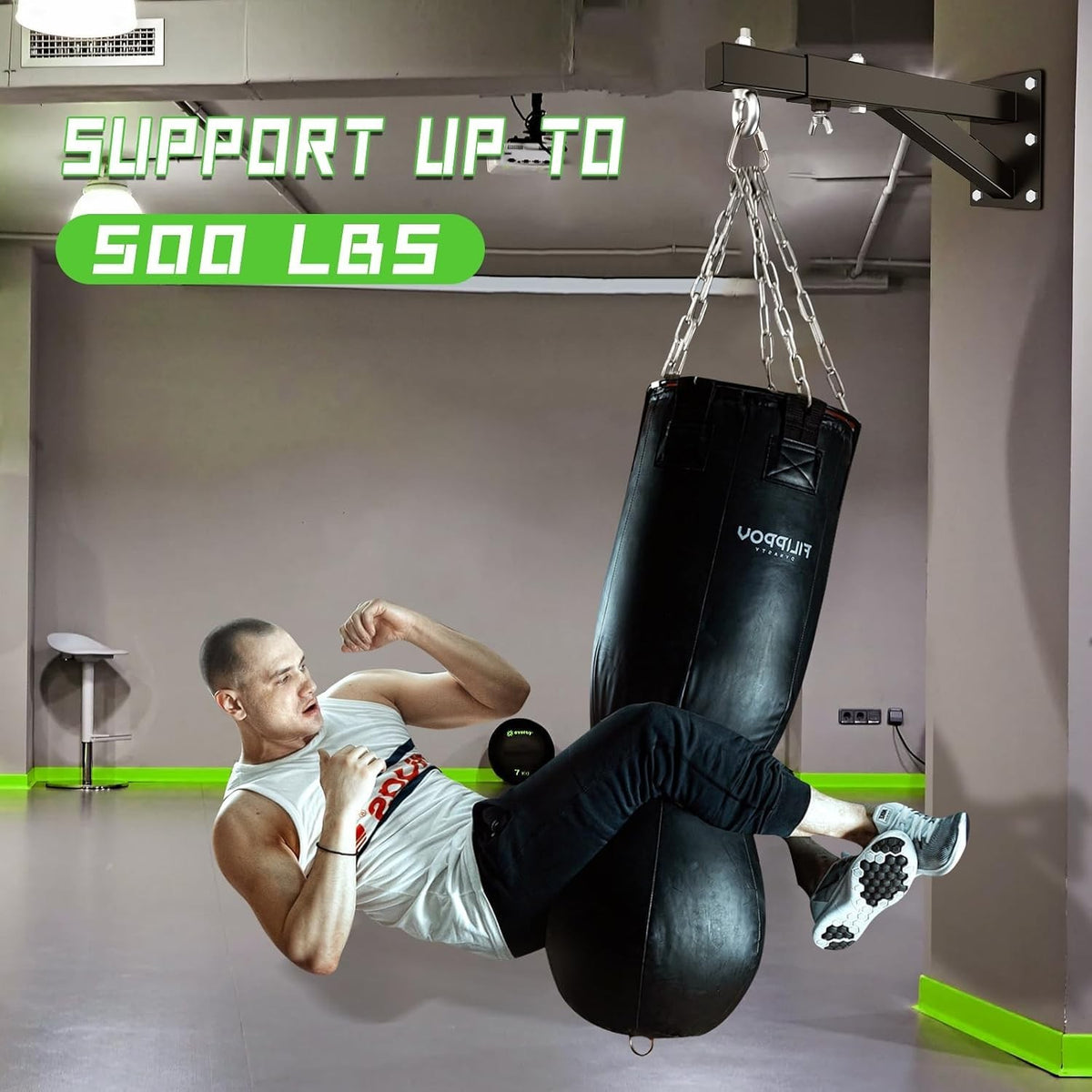 Heavy Bag Wall Mount Bracket for Boxing MMA Muay Thai Training - Adjustable 17-25 Inches, Supports 500 lbs