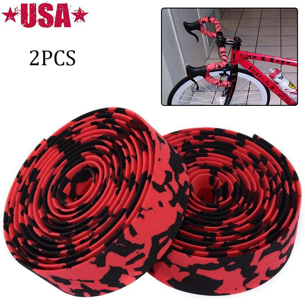 Road Bike Handlebar Tape - Cushion EVA Grip Wraps for Cycling, Red