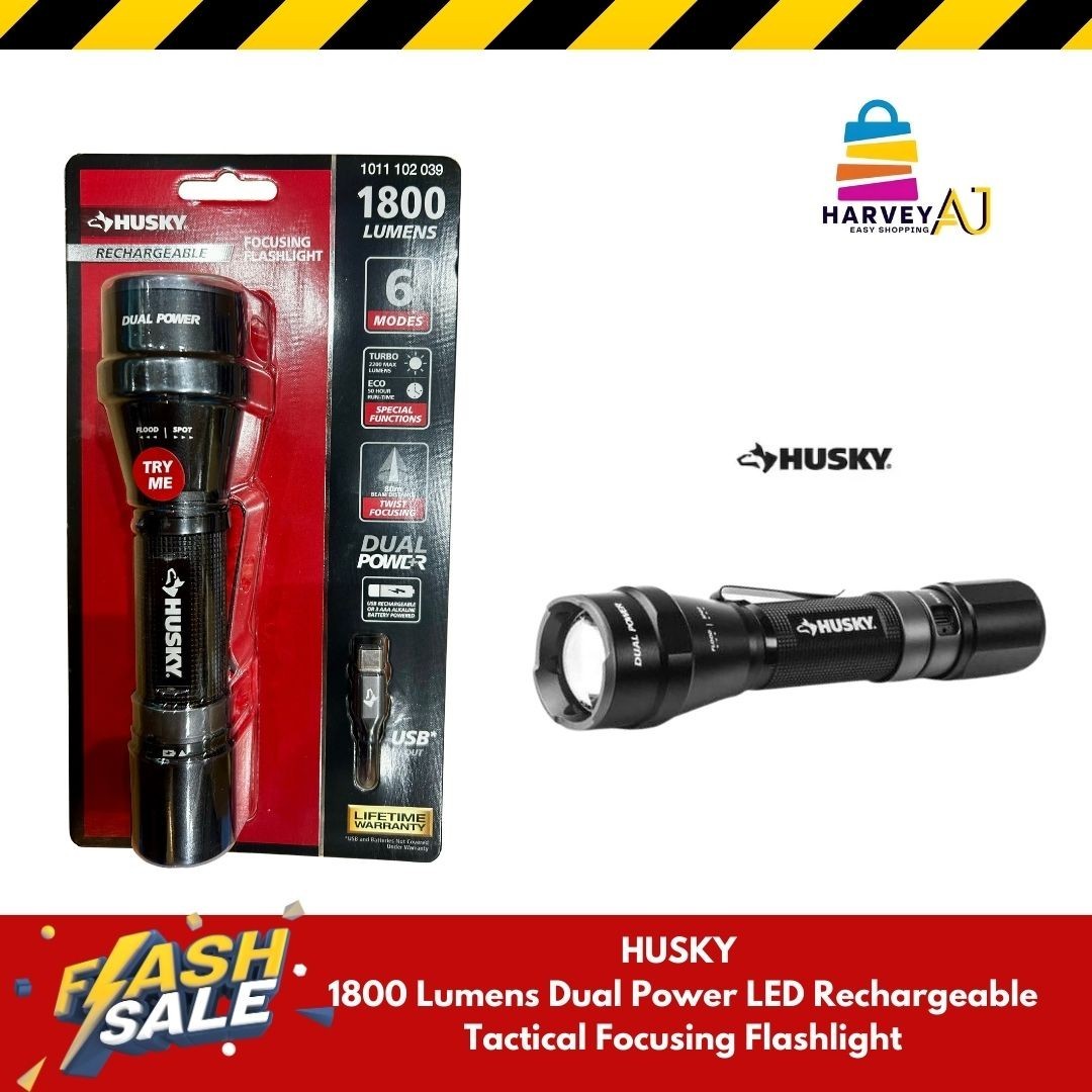 1800 Lumens Rechargeable LED Tactical Flashlight with Focus, USB Charging