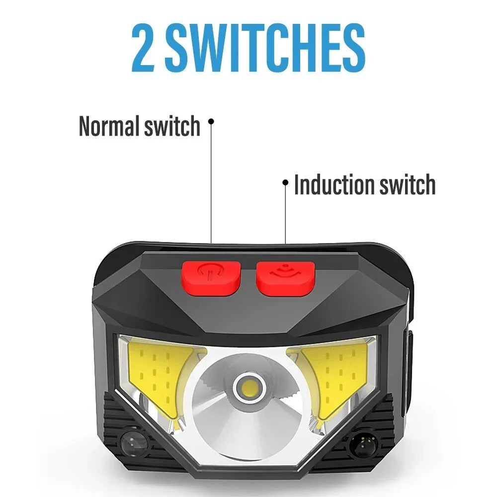 Rechargeable LED Headlamp with Red White Light Modes Waterproof Camping Light