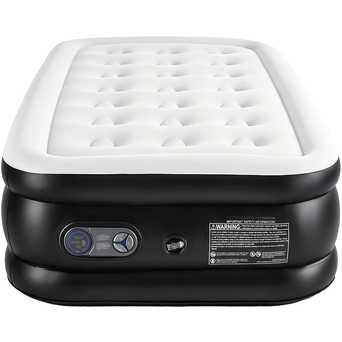18-Inch Twin Air Mattress with Built-In Pump, Flocking Top, White